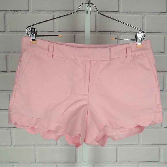 J. Crew Factory Pants - J. Crew Factory pink scalloped linen shorts sz 10